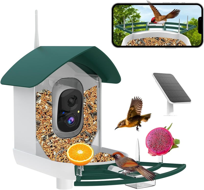 Fazoxo Bird Feeder with Camera,AI Identify Birds Species,Smart Birds Camera with Solar Powered,Auto Record FHD Feather Visitor Video in Backyard,Patio,Instant Notifications,Ideal Gifts for Bird Lovers - Image 1